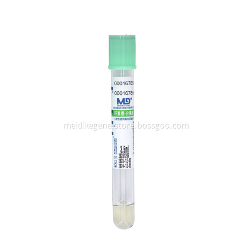Gel & Lithium Heparin Tube 2.5/3.5ml Disposable Medical Vacuum Plasma Blood Collection Tube with Light Green Cap